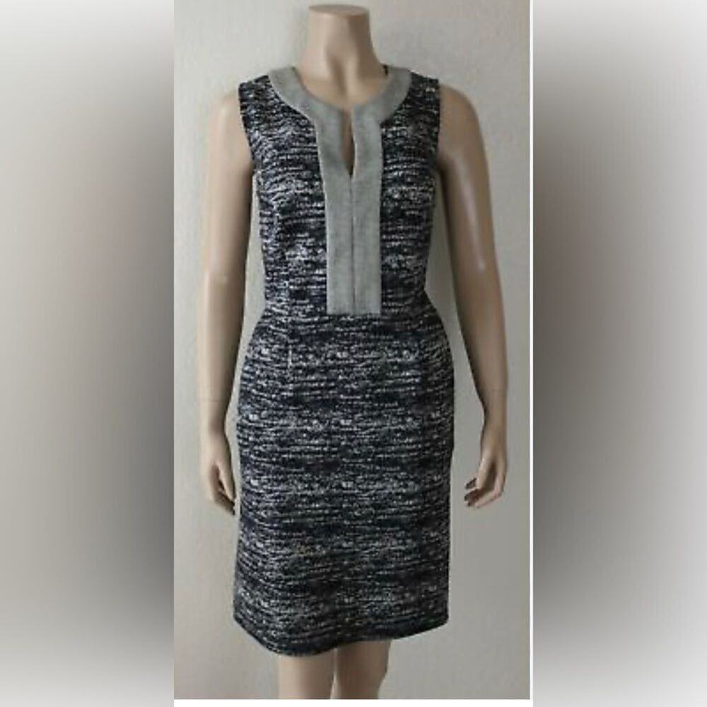 ANTHROPOLOGIE TABITHA MARLED KNIT GREY & BLACK DRESS SIZE 10